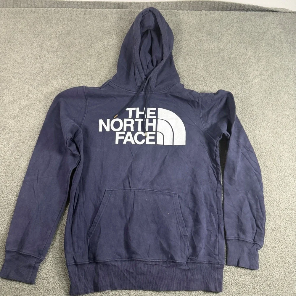 The North Face Mens Navy Blue Half Dome Graphic Logo Pullover Hoodie Small